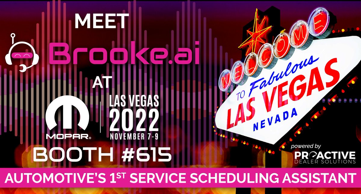 proactive_pds's tweet image. If you&apos;re going to attend MOPAR 2022 in Las Vegas today, make sure you stop by Booth #615 Ram Blvd and find out for yourself what Brooke can do for your dealership.

Book a Demo: lnkd.in/g3vFb-D7

#MOPAR #BookwithBrooke #ProactiveDealerSolutions #Brookeai #PDS