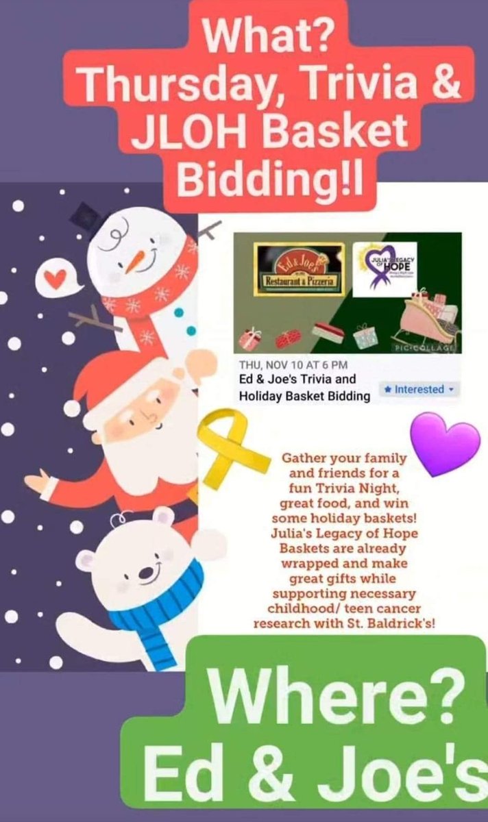 Another great JLOH bsdket event is coming Thursday!