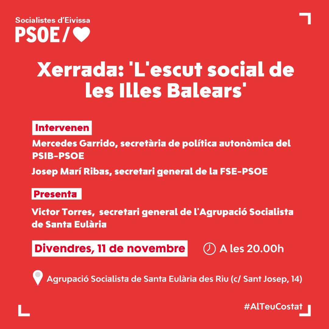 psoestaeularia's tweet photo. Vine aquest divendres a les 20 hores a conèixer de primera mà les mesures incorporades a l'escut social del @goib aprovat en consell de govern.

Comptarem amb la presència de @GarridoMercedes, s. Política Autonòmica @psibpsoen i de @pep_gustinet, s.g @FSEPSOE

#AlTeuCostat https://t.co/A89MpKiSlZ