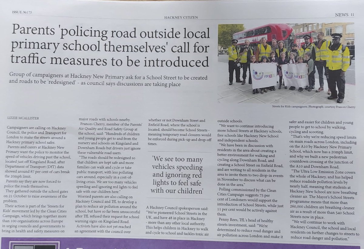 AirRoadsHnps's tweet photo. @mayorofhackney Thank you @hackneycitizen for reporting on our #CommunityRoadWatch outside @eko_trust @hnps2015 @WatersideAcad #StreetsForKids https://t.co/W8j66F7l8U