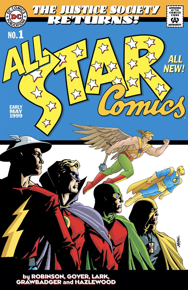 The Justice Society Returns: All-Star Comics #1 - May 1999

Cover art by Dave Johnson

#dccomics #jsa #justicesociety #hawkman #doctorfate #theflash #jaygarrick #greenlantern #alanscott #doctormidnite #hourman