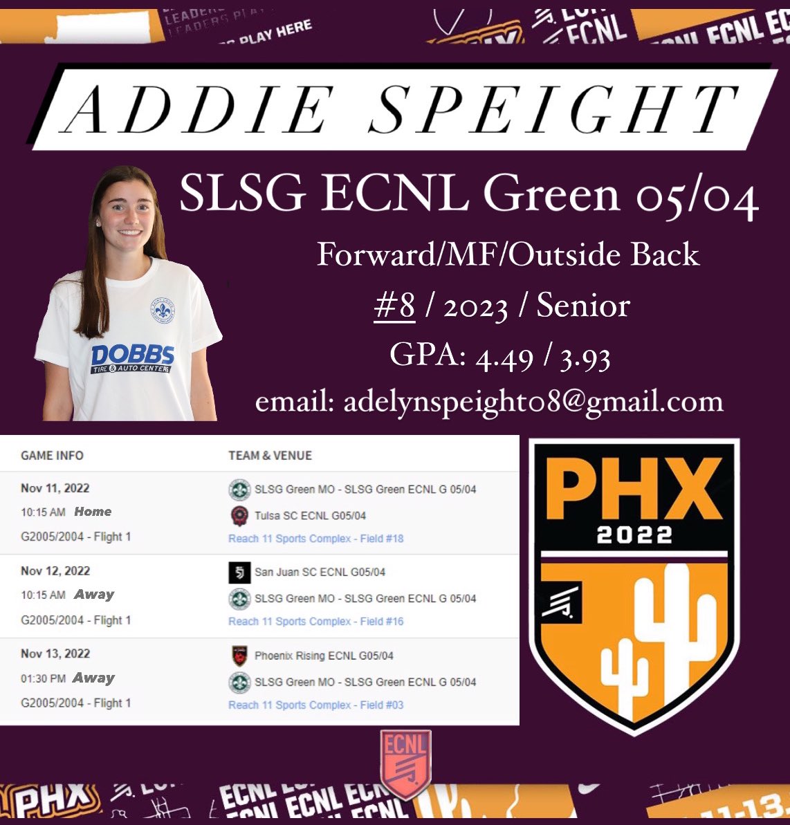 Super excited to play in the ECNL Phoenix Fall Showcase this weekend!! 🌵🌵Can’t wait to get out there and compete. Here’s my team’s schedule below: <a href="/ECNLgirls/">ECNL Girls</a> <a href="/SLSGECNLGirls/">SLSG ECNL Girls</a>
