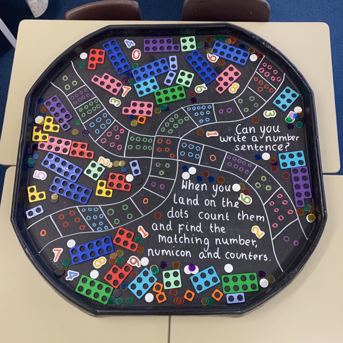 Colourful maths tuff tray!🌈