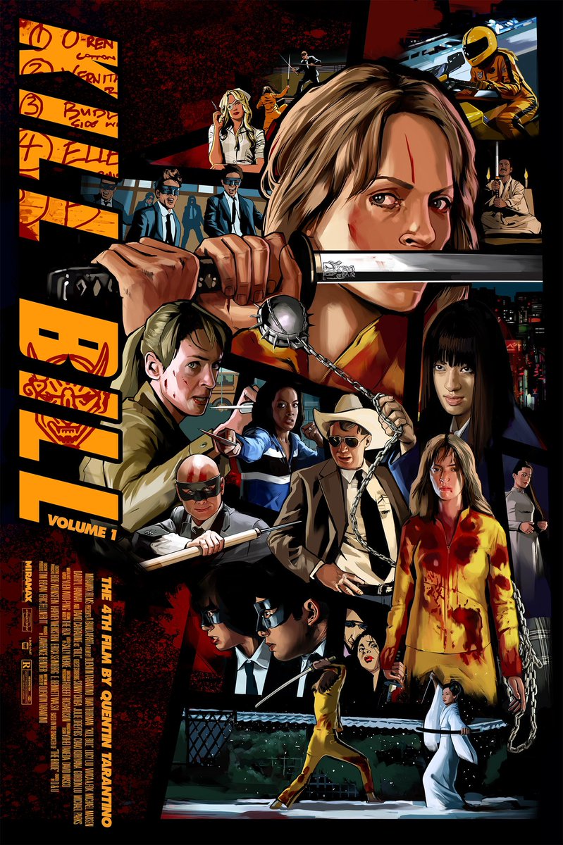 iamstephenbliss's tweet photo. Finished Kill Bill poster. I added box grids and credits. Out soon. https://t.co/dL83klBqpU