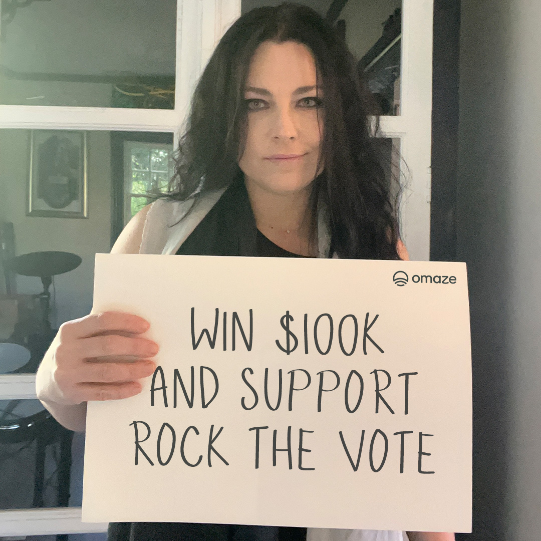 @omaze is giving you the chance to win $100,000 so you can go all out this year! Best part? You’ll help @RockTheVote empower young voters! Enter now: bit.ly/EvanescenceRTV