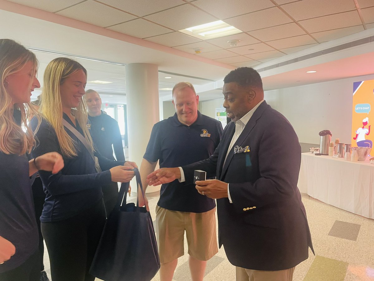Good luck to <a href="/uncgvb/">UNCG Volleyball</a> as it competes in its final games of the season and the SoCon Tournament. The team, which presented me with its 2021 regular season championship ring, was a recent beneficiary of nearly $4M by supporter James Dutton. Exciting times for the program! #letsgoG