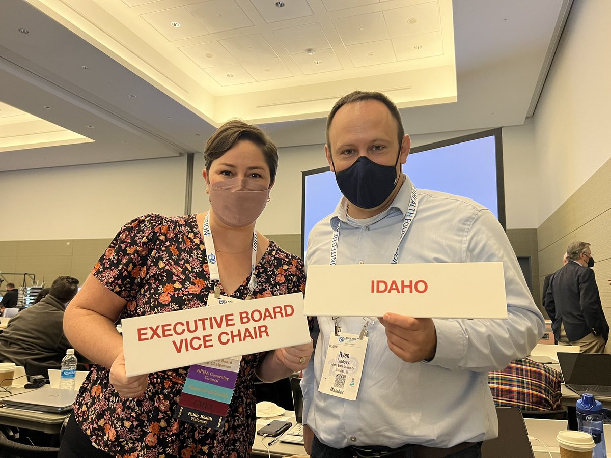 Thanks for serving <a href="/ry4nlindsay/">Ryan Lindsay</a>, it’s great having another Idahoan in the <a href="/PublicHealth/">APHA</a> Governing Council room! #APHA2022