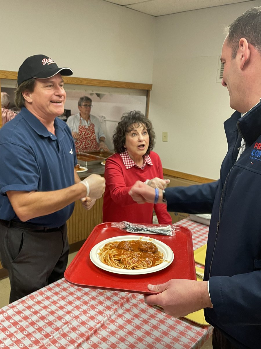 At the annual spaghetti dinner greeting voters!