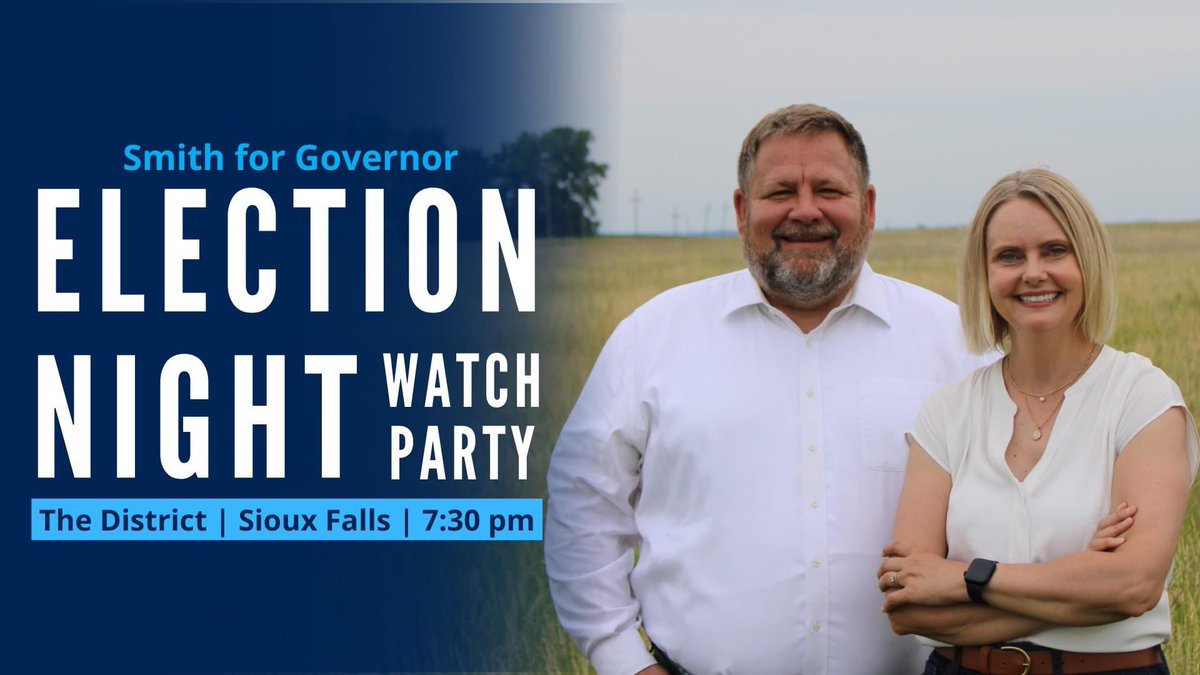 We welcome all to our Election Night Party tonight at The District in Sioux Falls at 7:30! I’m so excited to see you all there!