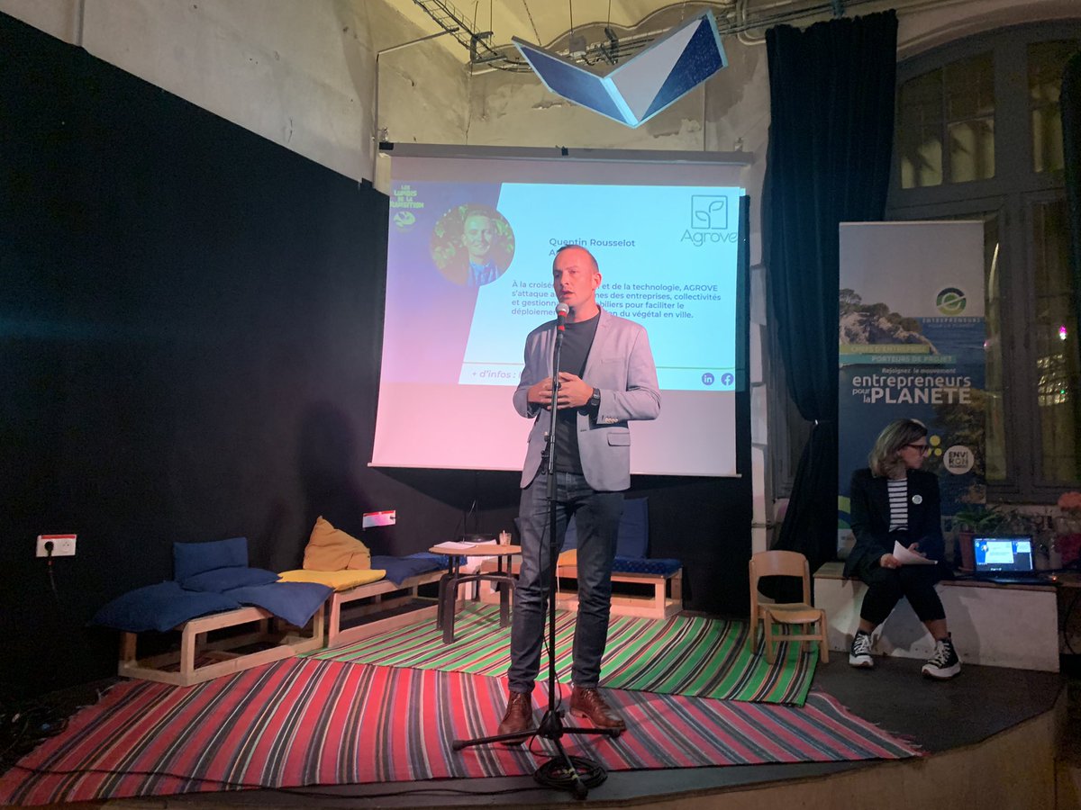 [#lundisdelatransition <a href="/eplplanete/">Entrepreneurs Pour La Planète</a> x <a href="/marseille/">Ville de Marseille</a>] #QuentinRousselor @AgroveFR “Nous voulons végétaliser les milieux urbains. Nous avons développé la première solution digitale qui diminue les coûts d’exploitation, quantifie les impacts positifs, et connecte professionnels”