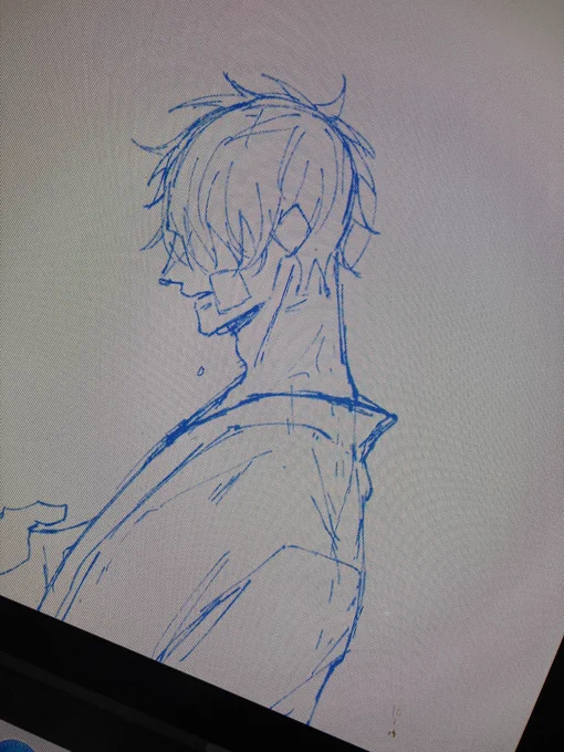 ボロボロのぎんちゃん描きがち一緒に寝るまでシリーズ(今命名)の続きポチポチ描いてます 