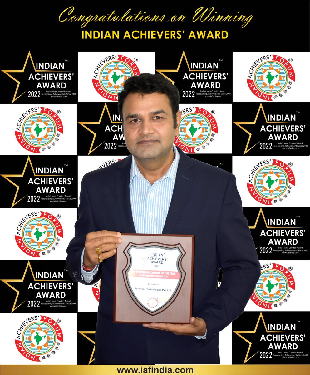 SoftPrimeTech's tweet photo. We would like to thank the @achievers_forum and honorable jury members for felicitating @SoftPrimeTech with the Indian Achievers’ Award 2022 for “Promising Company of the Year in Information Technology”.
#indianachieversaward #indianachieversforum #SoftPrimeTech #SoftPrime https://t.co/EcIQR8vWl1