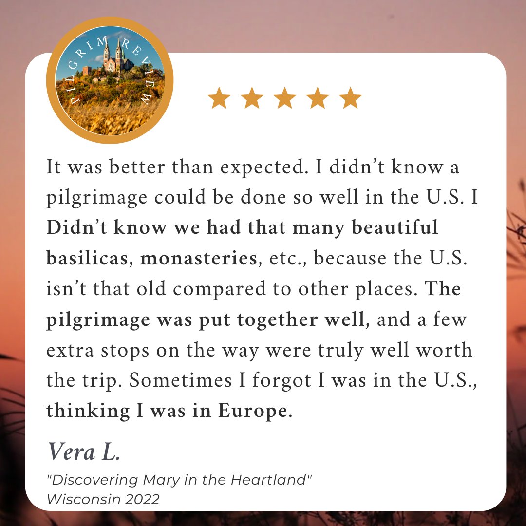 ThePilgrimages's tweet photo. We love hearing what our #pilgrims have to say about our pilgrimages! Many people are surprised to find our country's rich, #Catholic history and what it has to offer. Join us on a #pilgrimage in the US!

#travelusa #wisconsin #insidethevaticanpilgrimages #catholicchurch https://t.co/YK2SgPdRDR