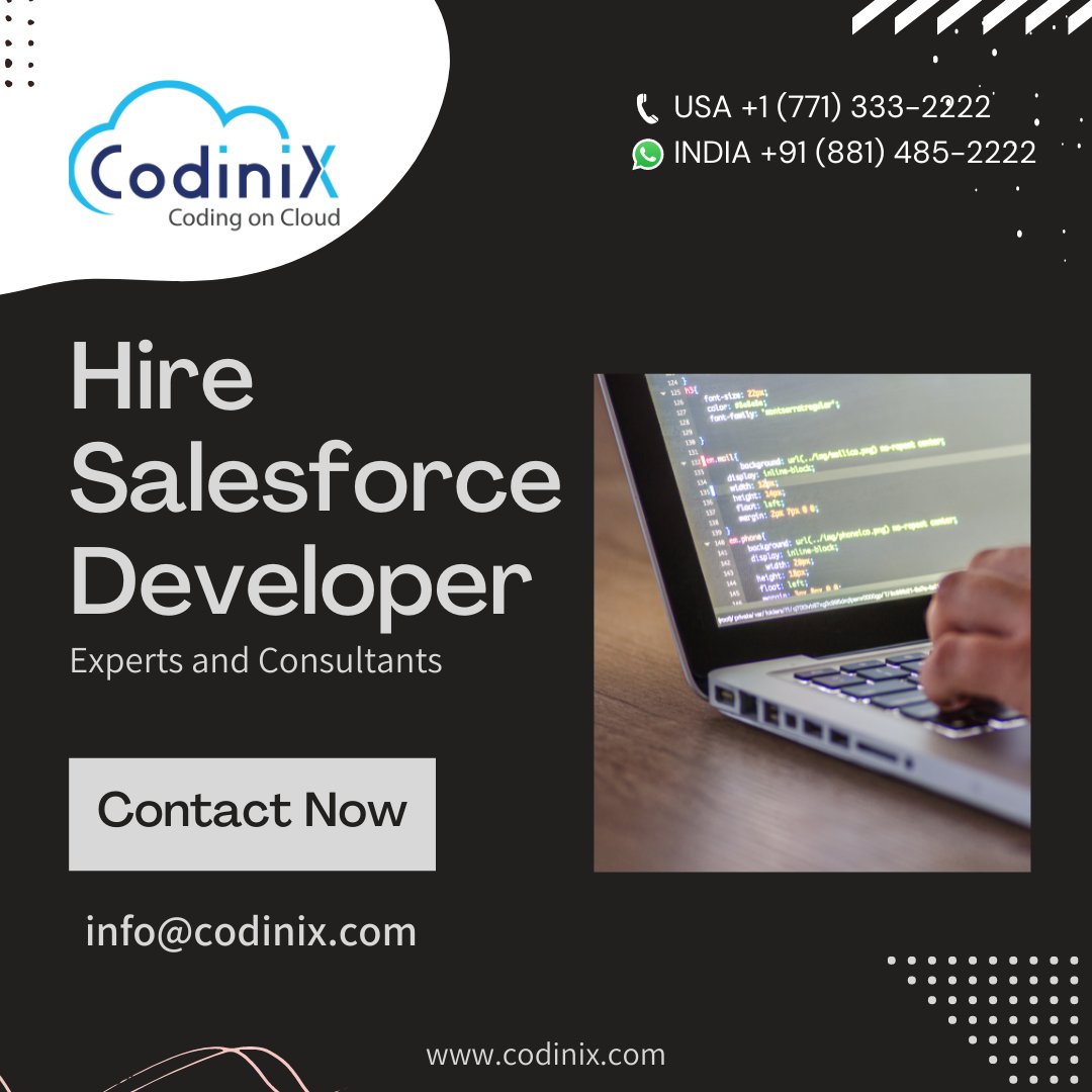 CodinixC's tweet image. Hire Salesforce Developers/Experts and Consultants  

For more info visit us at: codinix.com/hire-experts/ 

#salesforce #hiresalesforceexperts #hiresalesforcedevelopers #hiresalesforceconsultant #salesforceexperts #salesforcedevelopers #salesforceconsultant #salesforcelightning