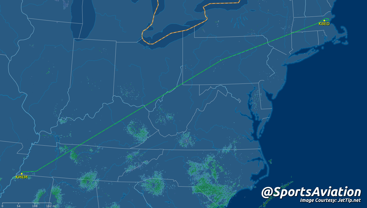 SportsAviation's tweet photo. 🏀 Boston Celtics (@celtics) #BleedGreen 
🆚 W @ Memphis Grizzlies #BigMemphis #BOSvsMEM
✈️ N664DN | DAL8919 | B752
🛫 MEM - 12:06 am CT
🛬 BED - 3:20 am ET
📡 Tracking: https://t.co/Zb5X3uMN2T https://t.co/YscVqoyVHX