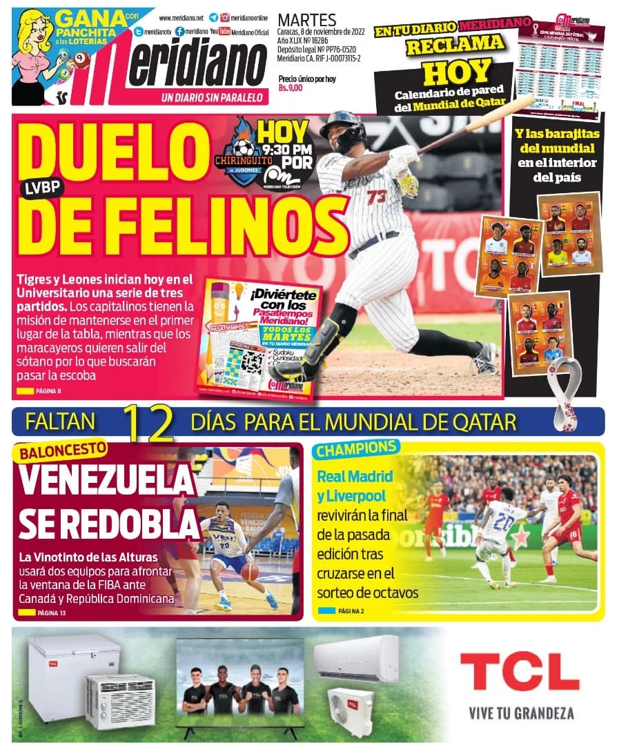 LeandroCisnero0's tweet photo. #08Nov22 | Primera página diario Meridiano
@MeridianoTV https://t.co/KFYrO3Bl7R