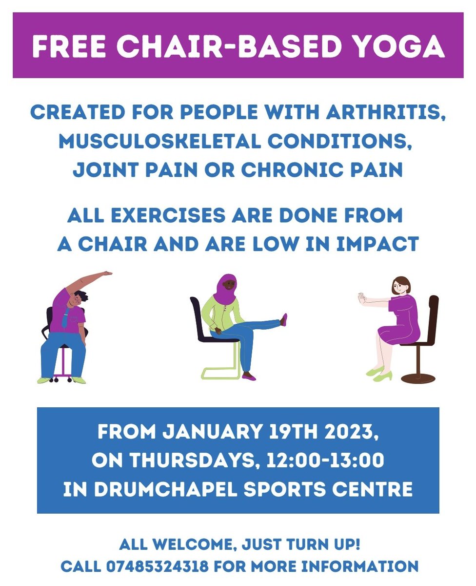 Happy I could get this group extended to run next year before I left! If you have joint pain &amp; would like to build your strength, come along to the #ChairYoga in #Drumchapel - Free, and all in Glasgow are welcome! 😌