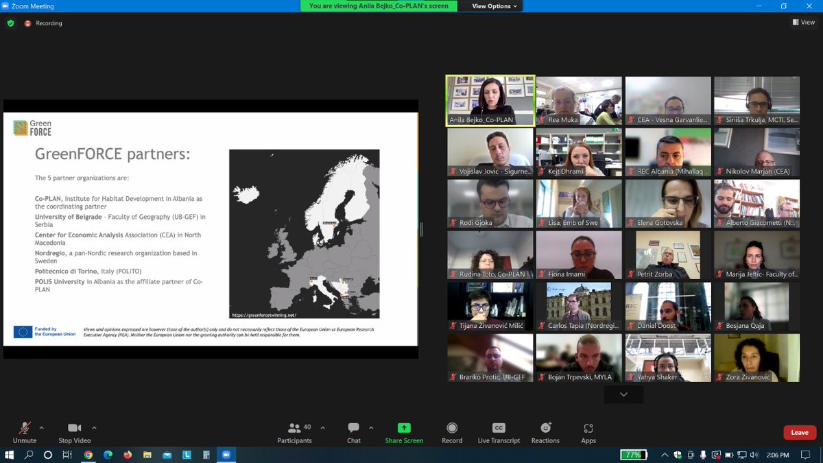 greenforcetp's tweet photo. HAPPENING NOW - The GreenFORCE Project.

1st Co-Design Workshop on Conceptualization of Green Transition in the Western Balkans.

#greenforce https://t.co/NV9xBWgpex