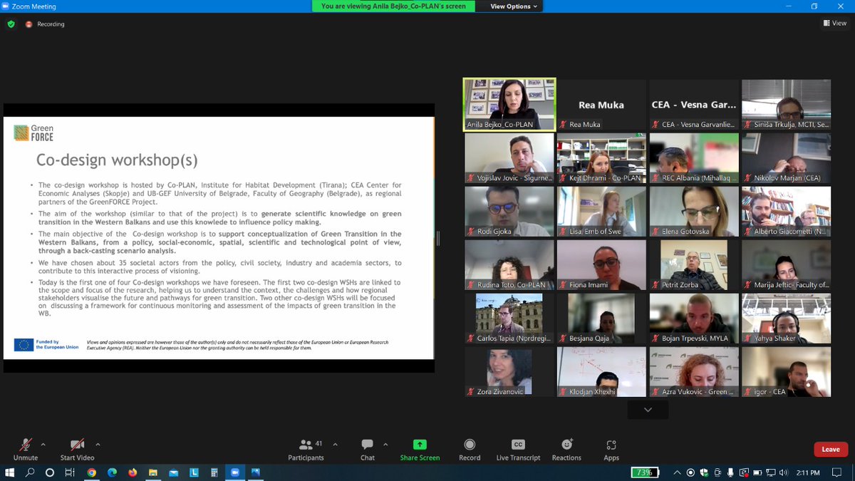 greenforcetp's tweet photo. HAPPENING NOW - The GreenFORCE Project.

1st Co-Design Workshop on Conceptualization of Green Transition in the Western Balkans.

#greenforce https://t.co/NV9xBWgpex