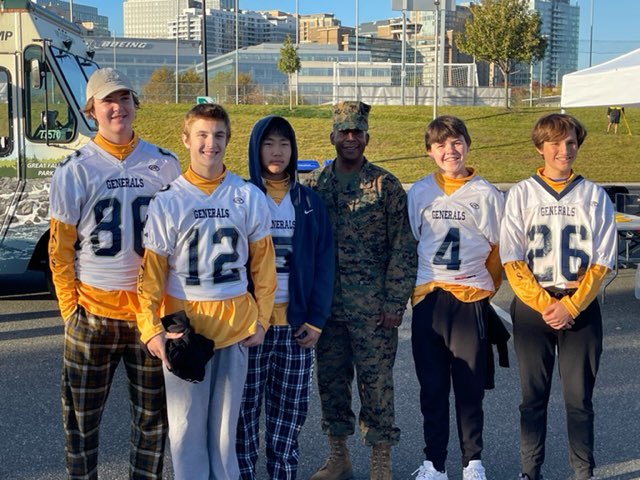 Thank you freshman football for volunteering to help with the Marine Corps Marathon. So proud of these players!