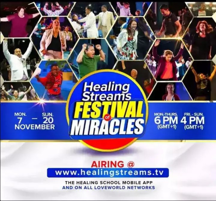 FelixAchem's tweet image. 🌍💥  AIRING TODAY 👉 FESTIVAL OF MIRACLES FOR THE JUST CONCLUDED HEALING STREAMS 🌍💥

Participate live @ healingstreams.tv

#healingstreams
#healingeverywhere
#healingtothenations
#livehealingserviceswithpastorchris
@healingschool