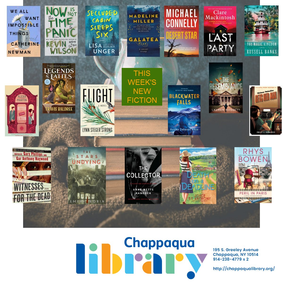 Click on LibraryAware, then book covers, to place holds and get more info! #Chappaqua @Connellybooks @MillerMadeline @lisaunger @TravisBaldree @claremackint0sh @Rhysbowen @emwrobin @ausmazehanat @lynnsstrong @AlexaMBooks @CatheriNewman @MsEmilyEdwards libraryaware.com/2NJ01B