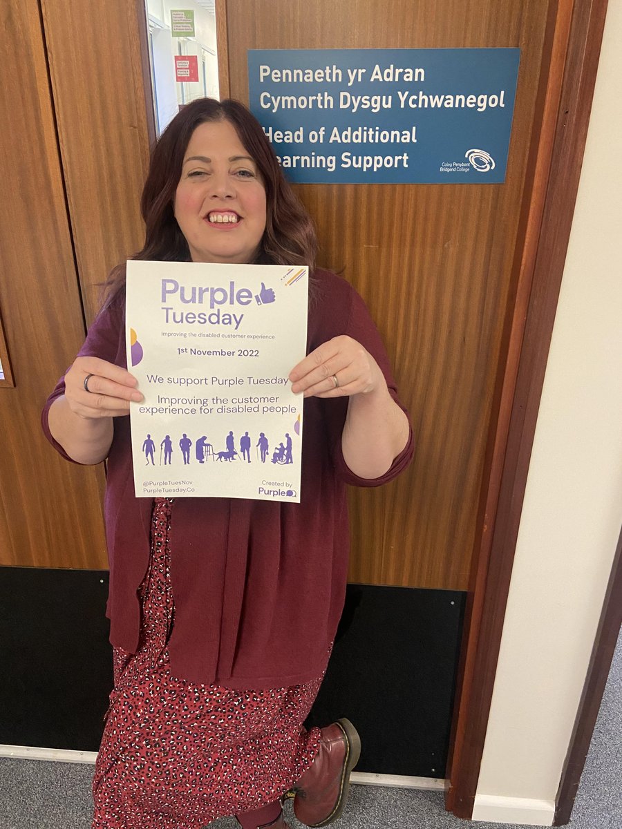 BridgendCollege's tweet photo. 🥳 Staff are celebrating Purple Tuesday today by wearing purple, doing quizzes and completing word searches. This movement helps to raise awareness of disability and improve the customer experience for disabled people. https://t.co/AnAlx35Z8f