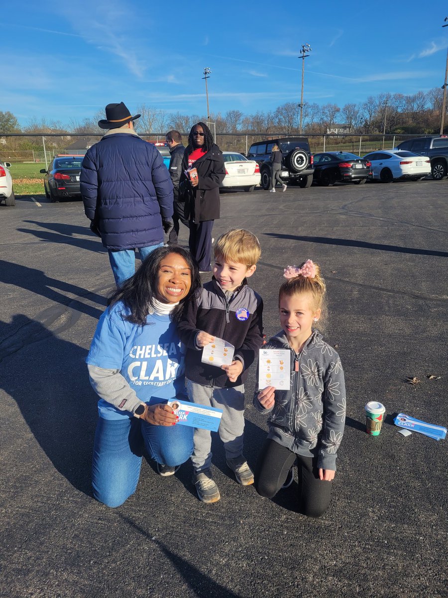 3rd polling stop this morning! Ellison and his sister wanted to vote for me! Your heart doesn't get any more hopeful than this 💙 #Chelseaforohio CHELSEAforOhio.com