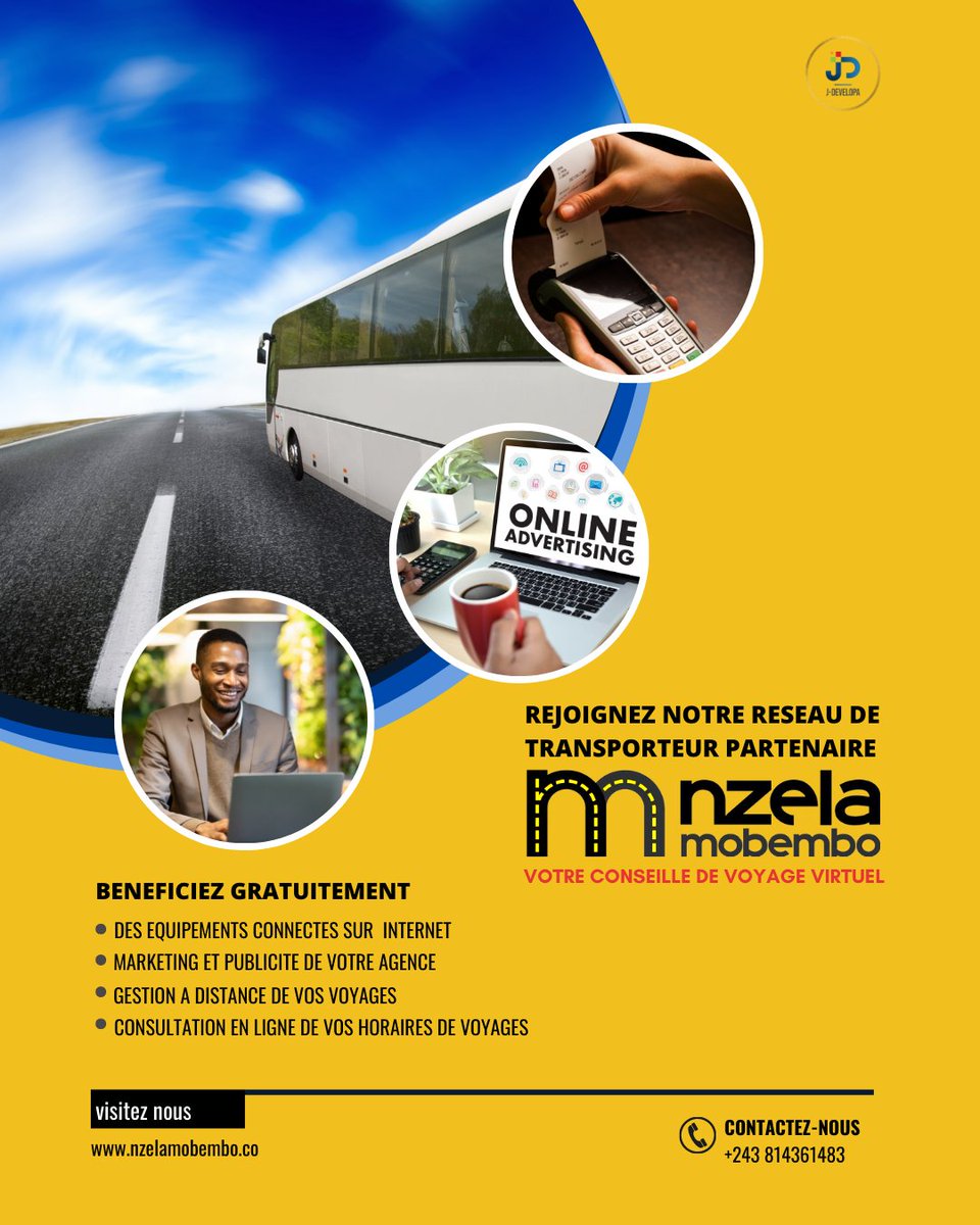 jdevelopa_sas's tweet photo. REJOIGNEZ NOTRE RÉSEAU DE TRANSPORTEURS PARTENAIRES et bénéficiez des services professionnels pour des ventes des billets de voyage exceptionnelles.

https://t.co/In95lK7dxi https://t.co/Ad7NtTpH4v