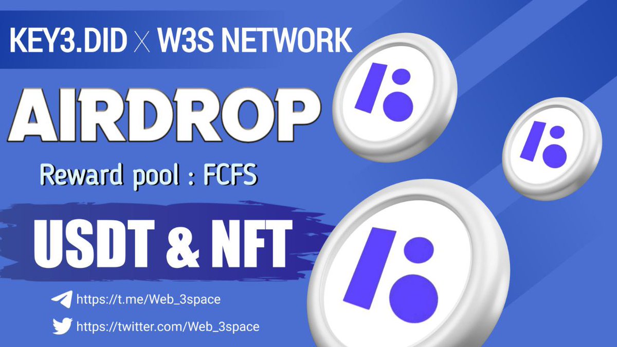 😉😉 Massive #fcfs Giveaway!!

🎟 Giveaway Pool - 300 USDT &amp; Early Bird Badge NFT (To Much Utilities)

To Enter ⤵️
➡️ Follow @KEY3id , @W3Snetwork &amp; @FE_LITE_
➡️ Like, RT &amp; Tag 3 Friends 
➡️ Finish Gleam : wn.nr/v8L5zn

3Days ⏰.

 #fcfs #Giveaway