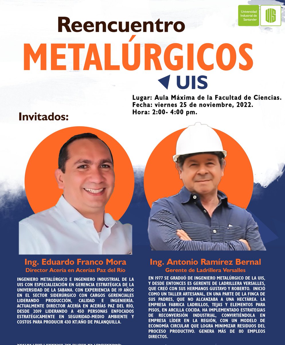 EIMCM_UIS's tweet photo. Estimada comunidad universitaria @UIS, reciban una cordial invitación al homenaje que se realizará el próximo #25Nov a egresados destacados de la @EIMCM_UIS 
@soyegresadouis @SergioIBlanco
#OrgulloEIMCM 💚 https://t.co/pBT9DkyMdA