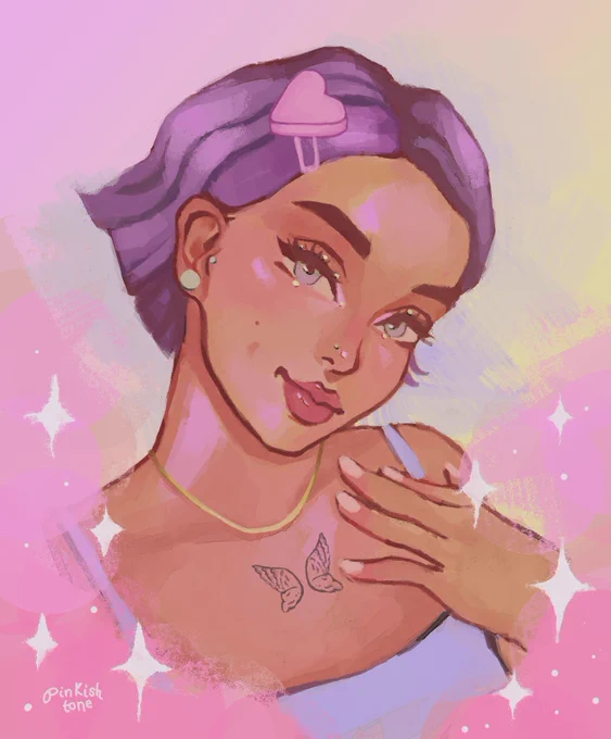hi! #artistsontwitter i luv using pretty &amp; pink colors on my art <3 
