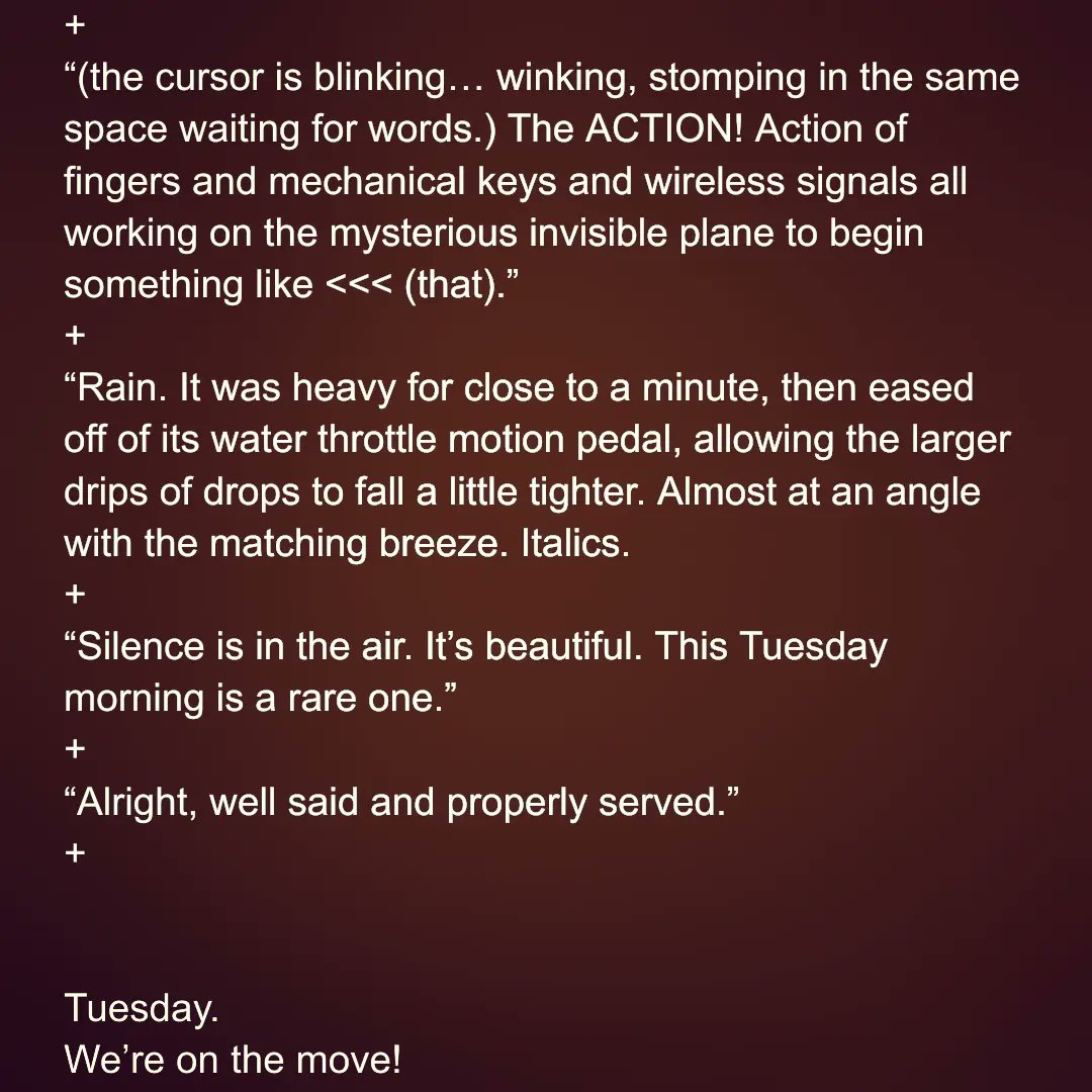 FourthRobot's tweet photo. Allen’s HOT Tangerine Night into the Early Morning Sherbet Show!
Ep.21 "Thrusted Coral Sunset Sienna #1"
#Poetizer_official
#Authorish
#AbstractProse
#TangerineNightSherbetMorning
#writingcommunity
(Credits)
https://t.co/6aPxsgddvL https://t.co/dCjZvio0Xp