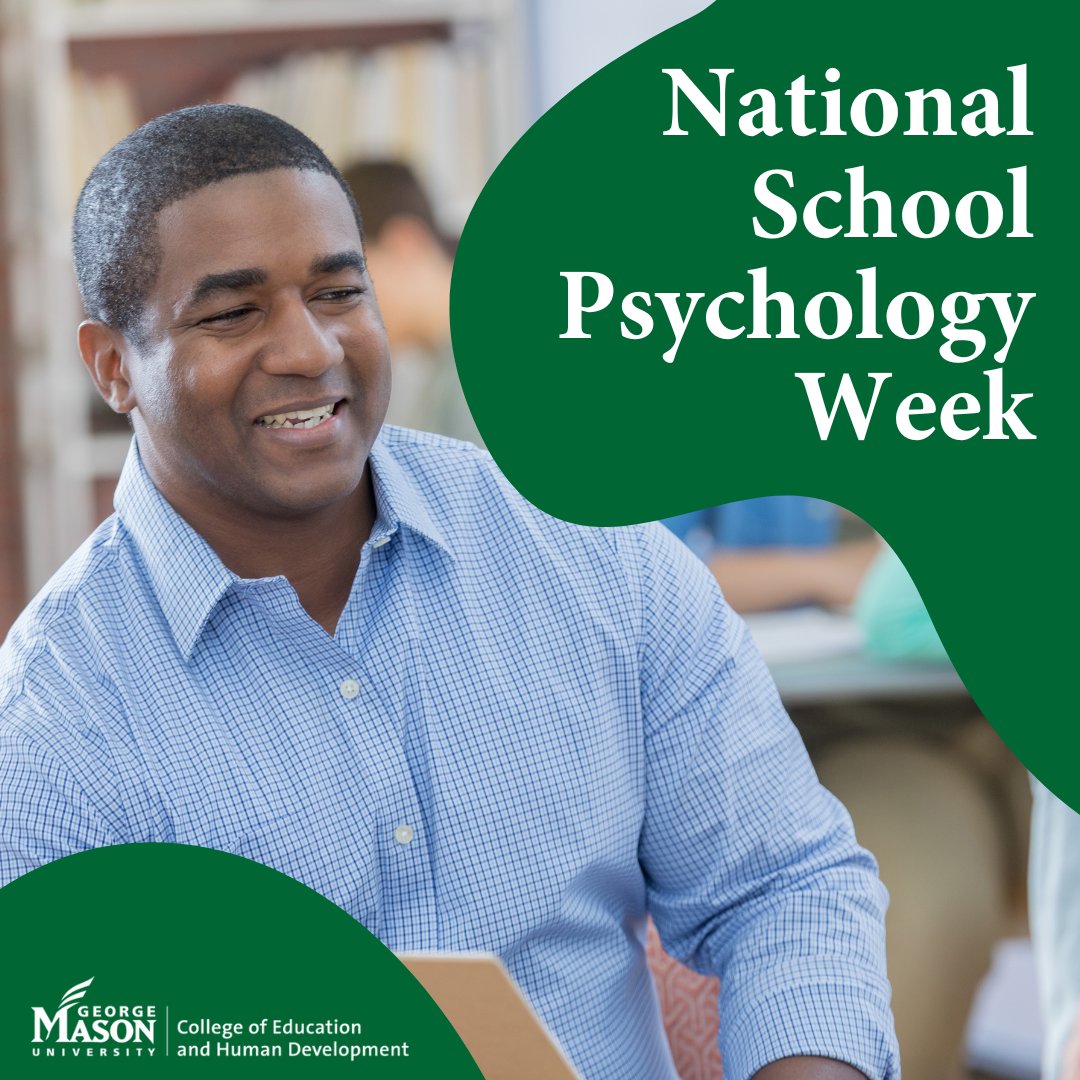 CEHD_SAA (@cehd_saa) on Twitter photo Happy National School Psychology Week!
Major in School Psychology <a href="/MasonCEHD/">George Mason CEHD</a>:
ow.ly/jHBp50LxyuQ
#MasonCEHD #Mason #MasonNation #NSPW #NationalSchoolPsychologyWeek #InformedEngagedPresent Happy National School Psychology Week!
Major in School Psychology <a href="/MasonCEHD/">George Mason CEHD</a>:
ow.ly/jHBp50LxyuQ
#MasonCEHD #Mason #MasonNation #NSPW #NationalSchoolPsychologyWeek #InformedEngagedPresent