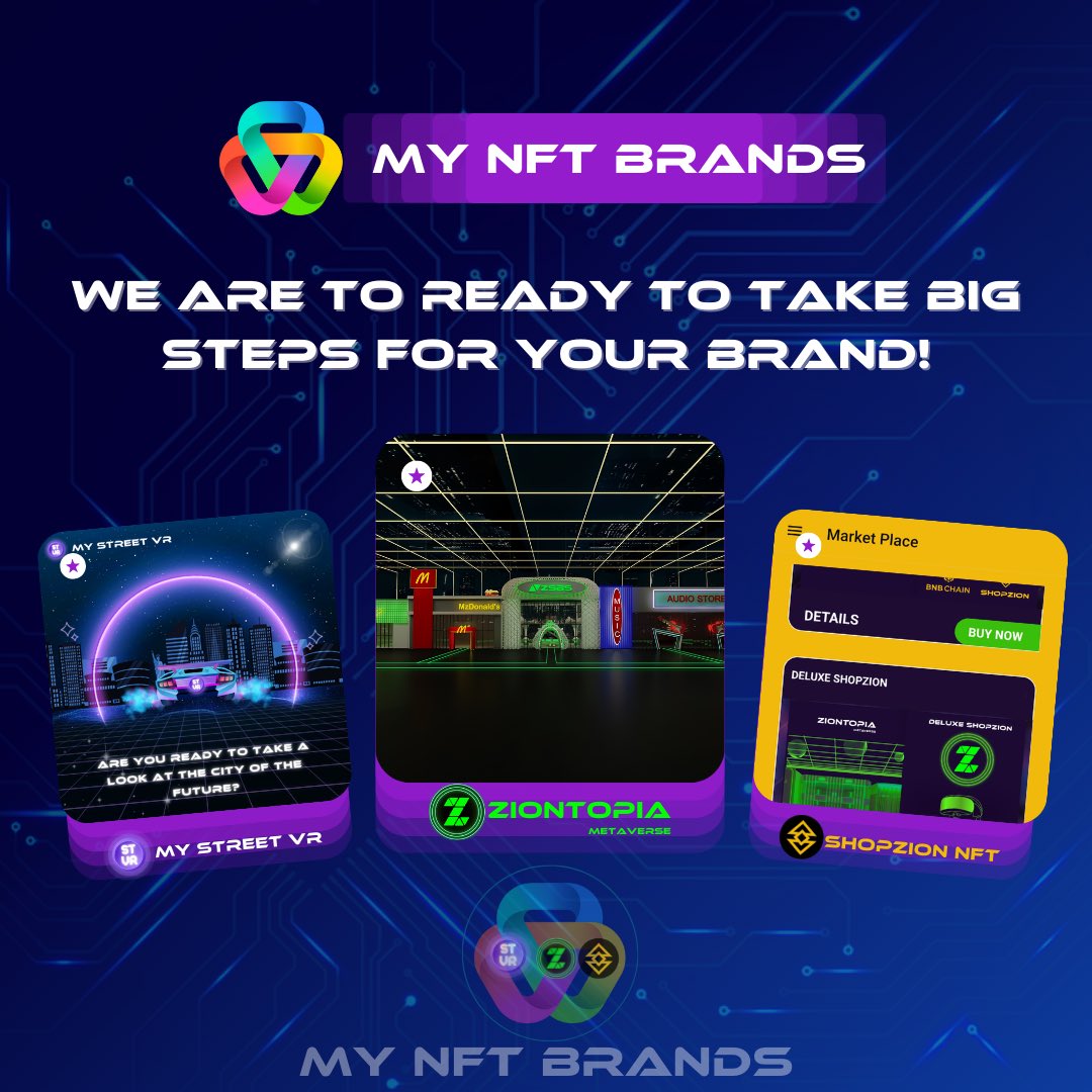 mynftbrands's tweet photo. We are to ready to take big steps for your brands!
.
.
.
.
#mynftbrands #ziontopia #shopzion #mysteeetvr #nft #metaverse https://t.co/sLU6EkUqSj