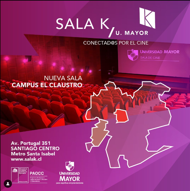 ¡Tenemos una nueva alianza con #salak! A partir del 18 de noviembre a las 17 hrs. la sala de cine U. Mayor tendrá disponible una renovada cartelera de tres días con películas y estrenos nacionales e internacionales. Revisa la cartelera en salak.cl/calendario/