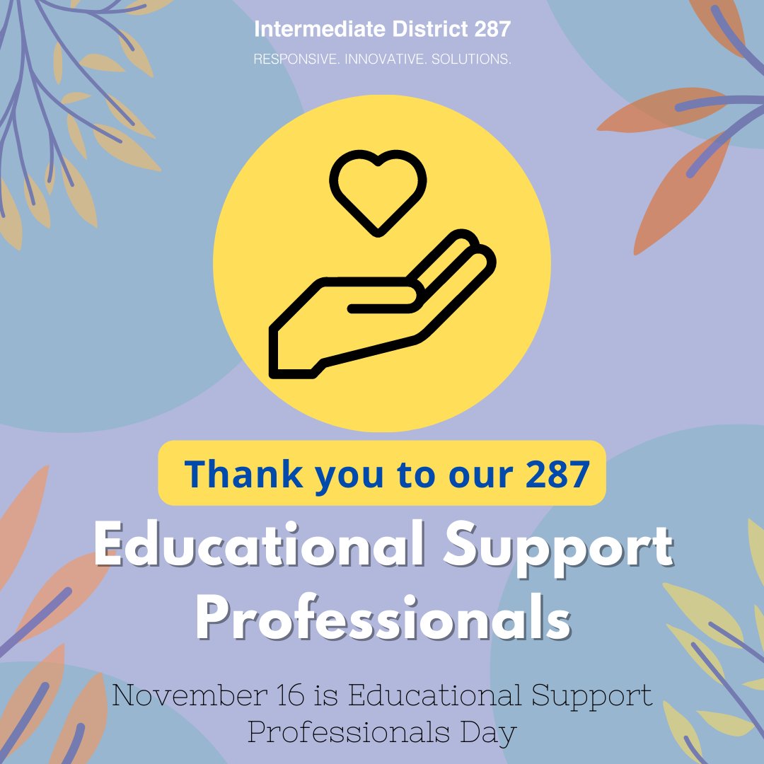 District287's tweet photo. We are proud to recognize Education Support Professionals Day today. 

Our educational support professionals help students achieve, and the relationships they build with students are foundations for classroom success.

 #287edchat     #weloveouresps https://t.co/UaBlG9HcHm