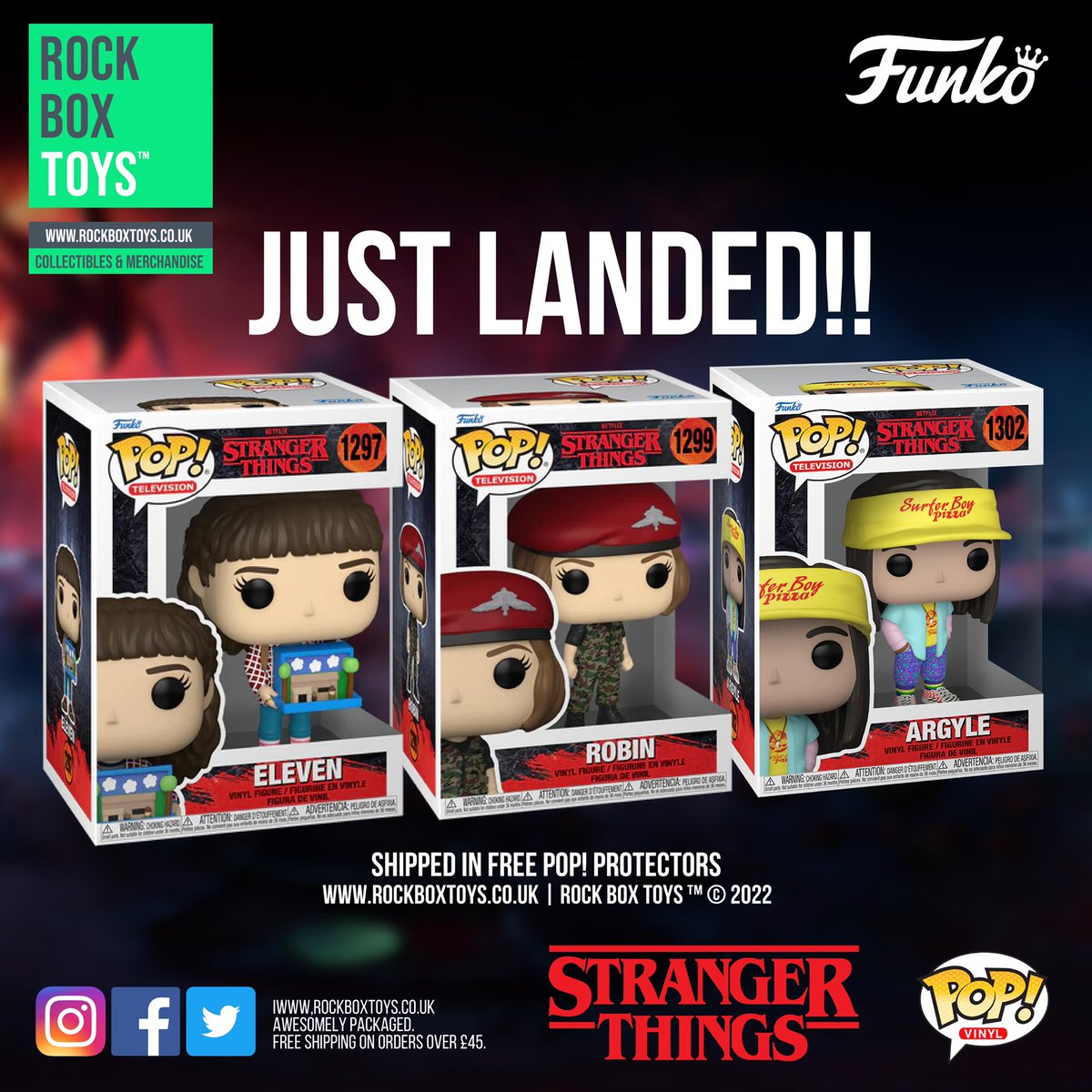 RockBoxToys's tweet photo. Lots of stranger things pops in stock! 🥳🥳
💚Check is out now at great prices at https://t.co/DHU6tavYjY
🥳 Shipped in free EkoTek protector
📦 Free shipping on orders over £45
#stevestrangerthings #stevefunko #strangerthings #strangerthingsfunko #funkopop #funko #argylefunko https://t.co/7wL5f4dGtA