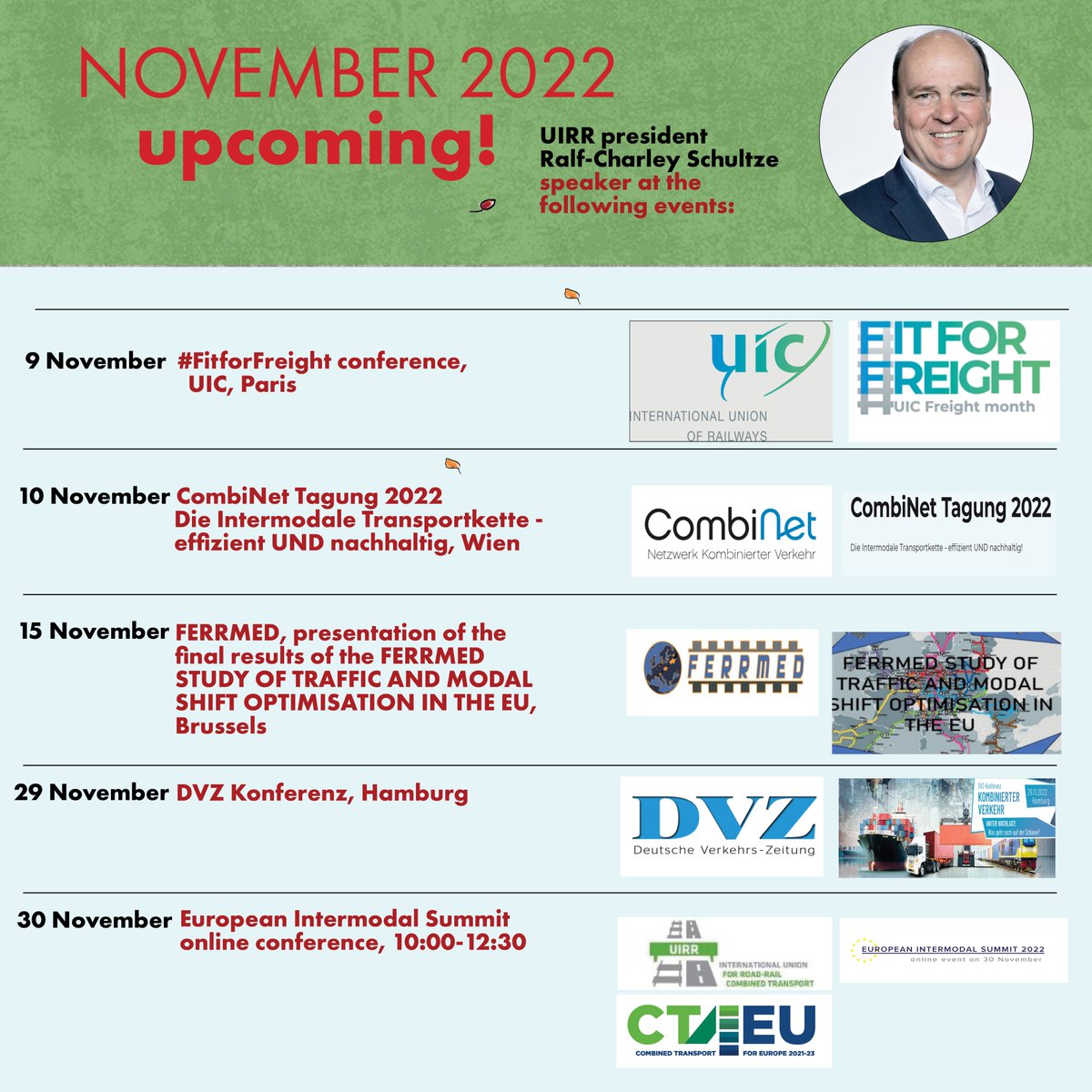CT4EU's tweet photo. 9 November Paris, #FitforFreight
#Freight month! Focus on #CombinedTransport at Week2 of the #FitforFreight conference on 9 November by @uic Opening by the Chairmen of @uic GTC and UIRR, #EricLambert and #RalfCharleySchutlze.
#Ermewa @Dassault3DS
https://t.co/7ZamdZ12G6 https://t.co/XEPhsOnJSy