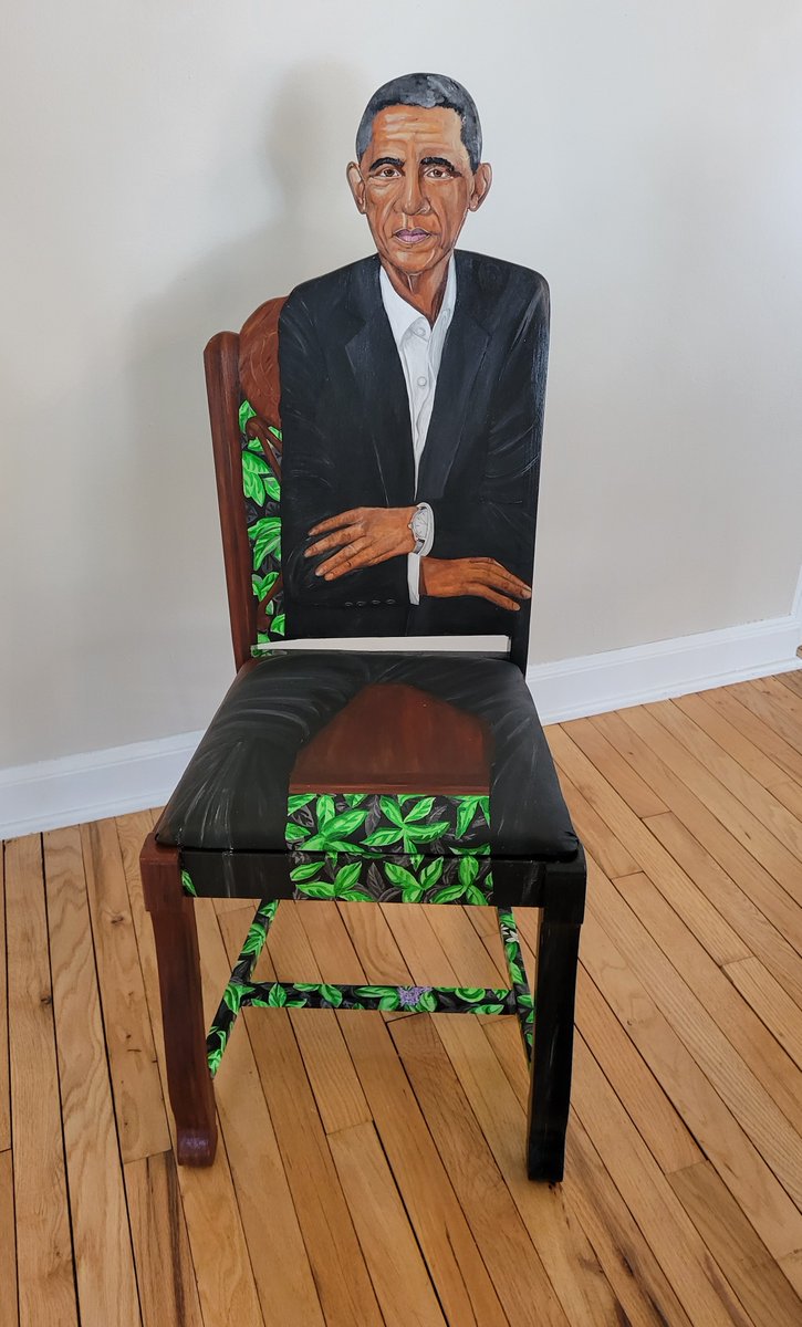 #Milwaukee artist ToddFendos.com latest commission, paying tribute to #BarackObama and his National Portrait, is a great reminder to VOTE today. 

#Vote #upcycled #upcycledart #upcycledfurniture #paintedfurniture #functionalart #interiordesign #interiorart