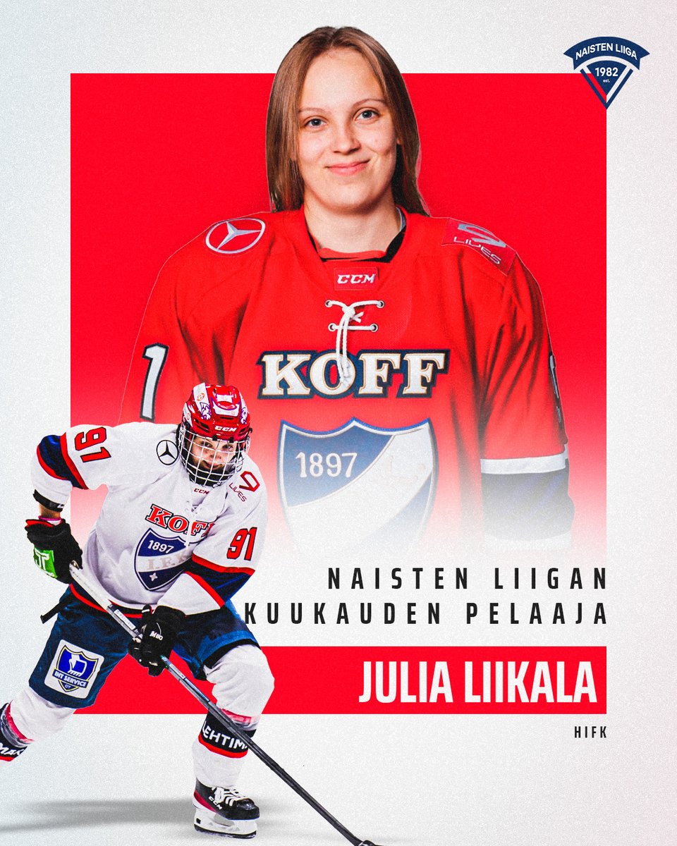 HIFK:n hyökkääjä Julia Liikala valittiin Naisten Liigan lokakuun pelaajaksi, onnittelut! 👏

#NaistenLiiga #Liiga