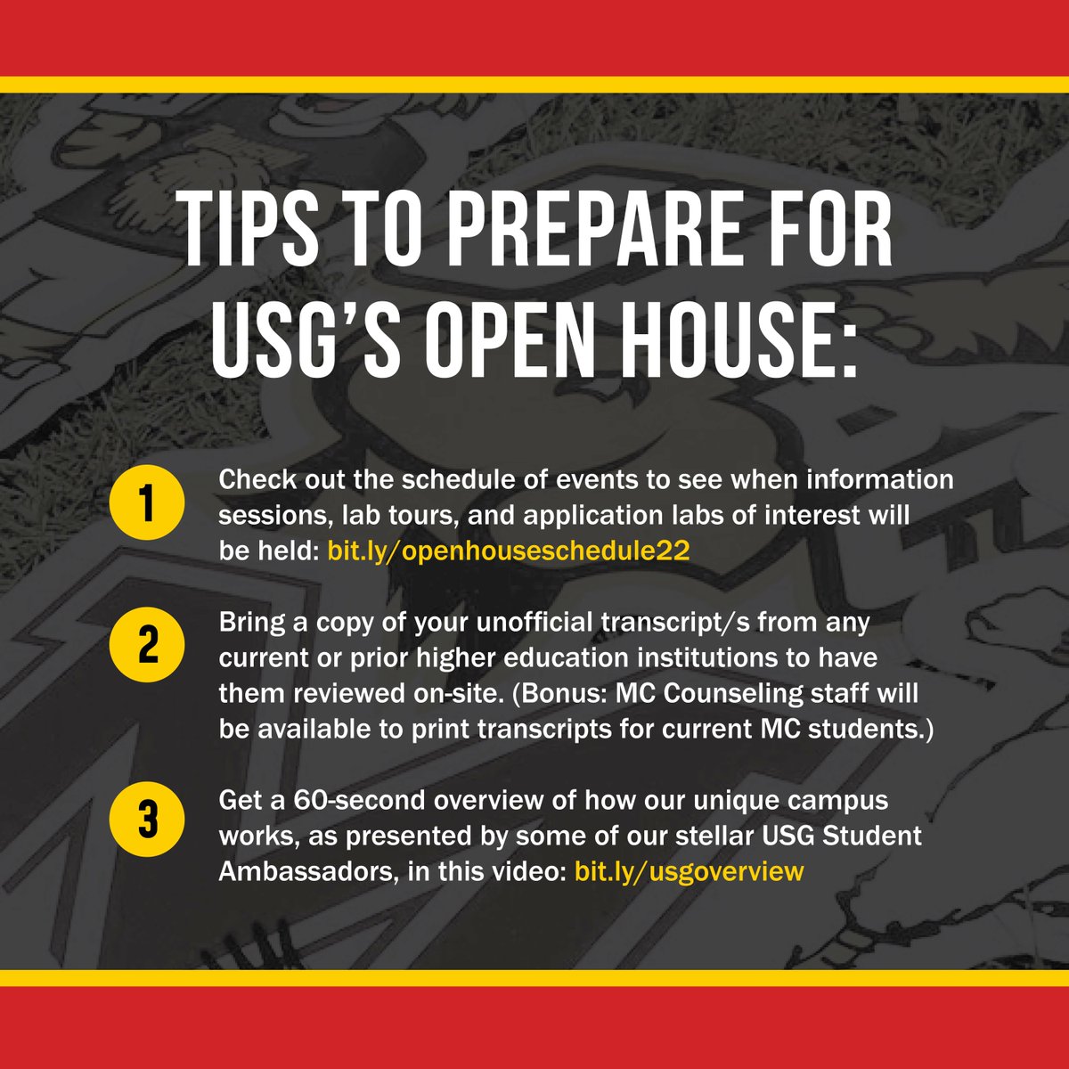 UatShadyGrove's tweet photo. We're so excited to welcome you to the USG campus for the Undergraduate and Graduate Open House this Saturday, November 12! Check out these quick tips to help you prepare! #DiscoverUSG @montgomerycoll @MCPS @HowardCC @FrederickCC @pgccnews @USG_Recruitment https://t.co/19gGwHm56K