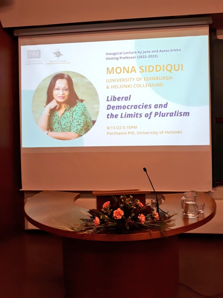 If you cannot join Erkko Visiting Professor Mona Siddiqui's (@monasiddiqui7) Inaugural Lecture in person @helsinkiuni Porthania PIII at 5:15 pm today, you can follow the live stream at https://t.co/PP7qjcvz5i https://t.co/HFK5QAqSfB