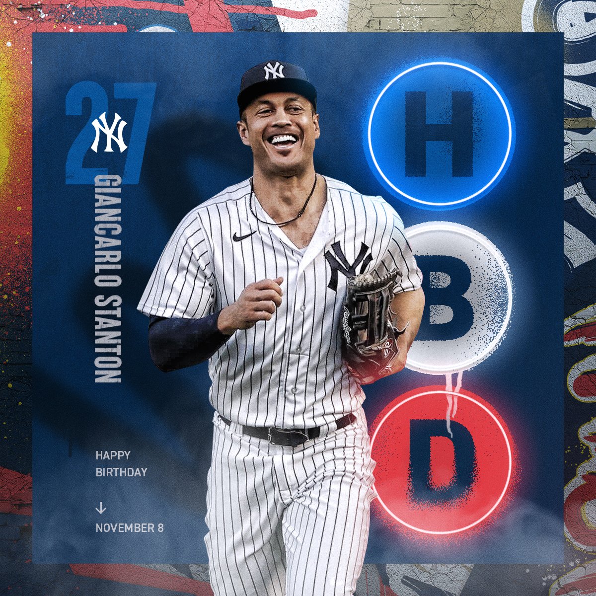 Yankees's tweet photo. Happy Birthday Big G!! Have a bash, @Giancarlo818 🎉🎂🥳 https://t.co/K7P1MG70xr