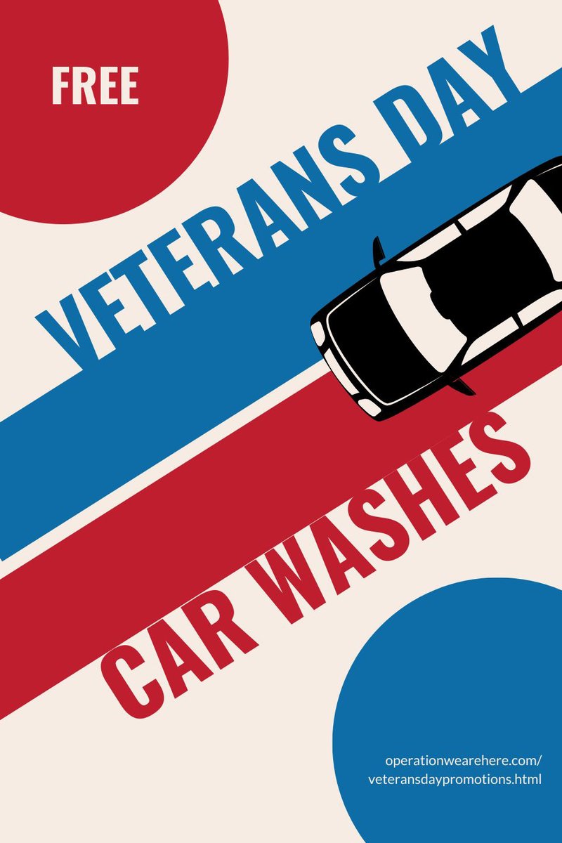 Get your car washed for FREE this Veterans Day! bit.ly/3DFKKBf #ThankaVeteran #VeteransDay2022