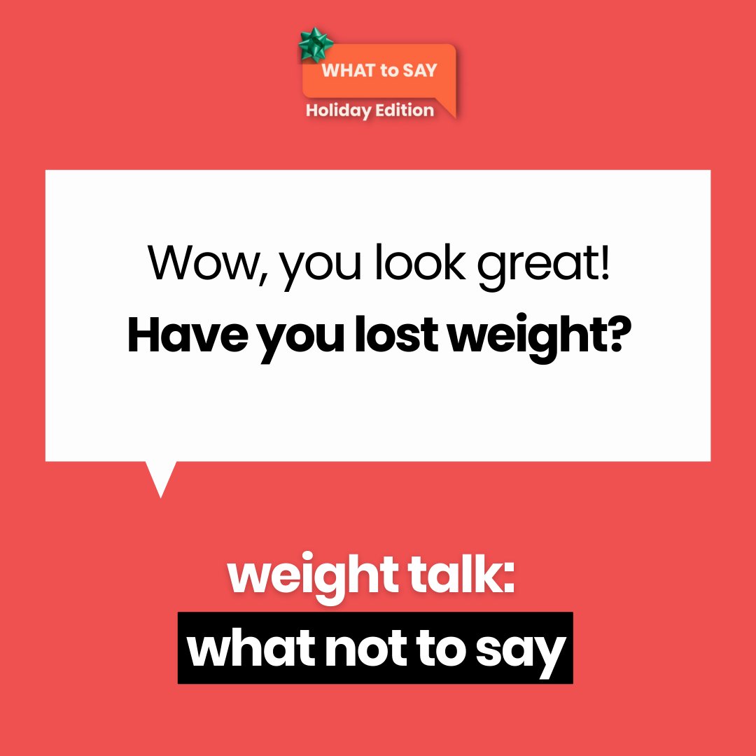 WithAllorg's tweet photo. It can be tough to avoid weight talk this season. Instead of commenting on a loved one's body or weight, try instead placing the focus on how excited you are to spend time together. This can make your holiday gathering that much more fun!
#holidays #WTSholidays #WeightTalk https://t.co/SR86FgJPh6