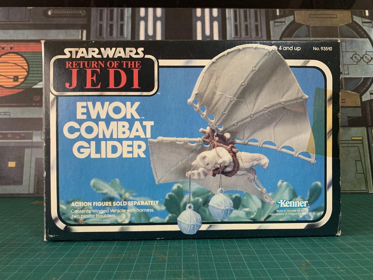 HeroesToys's tweet photo. Showing off some more boxed items from my collection. Ewok Combat Glider from Return Of The Jedi 1983. This is the US Kenner box.

#VintageStarWars #Kenner #StarWars #KennerStarWars #Ewoks #YubNub #EwokGlider #ReturnOfTheJedi #StarDestroyer #CanadianStarWars #collectthemall https://t.co/spOoINkME2