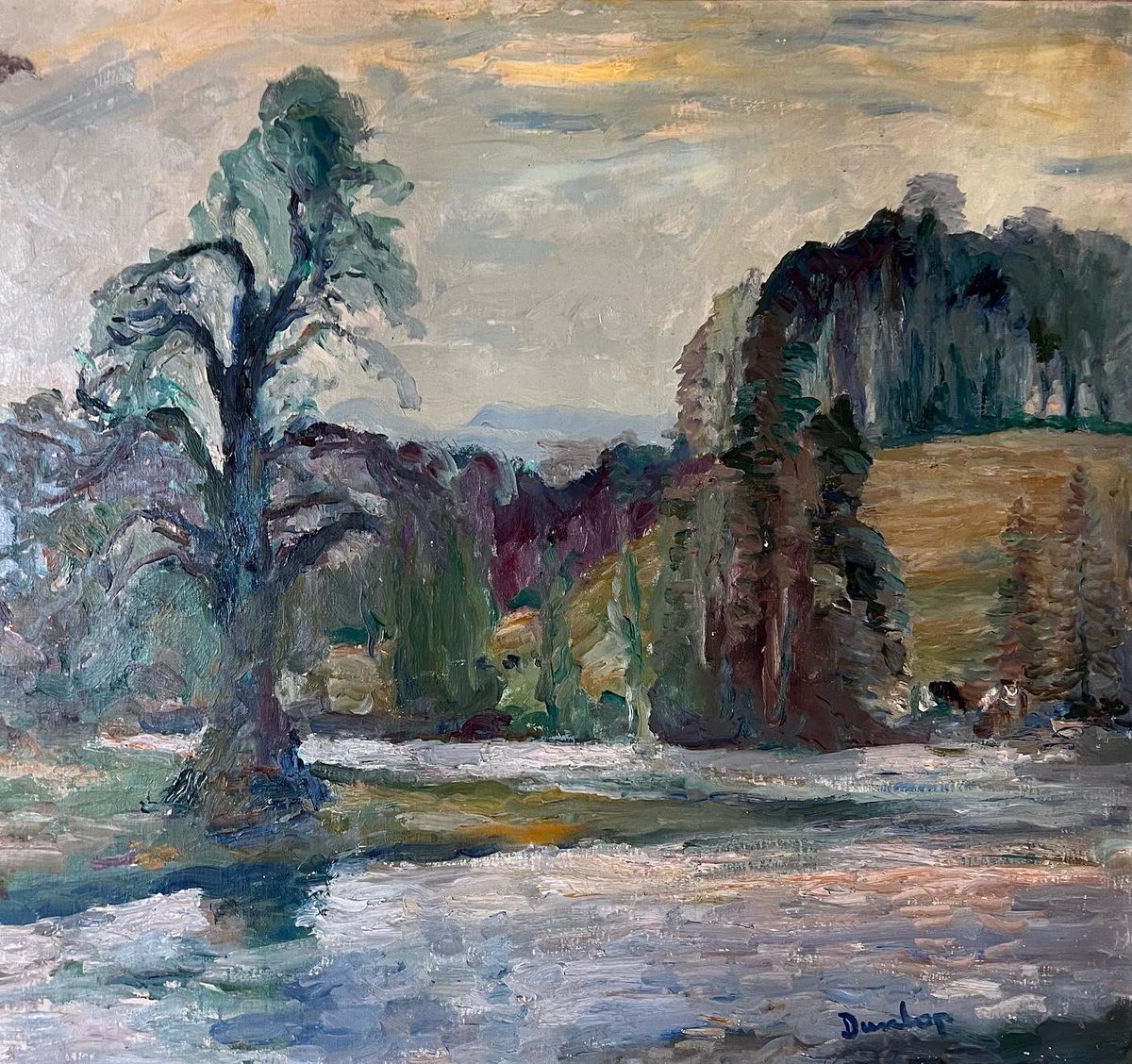 Ronald Ossory Dunlop was born in #ireland. He painted heavily #impastoed canvases with a palette knife. Towards the end of his life he switched to a sable brush. Even so his paintings remained heavily impastoed like #petworthpark below which went to the #royalacademy in 1967.