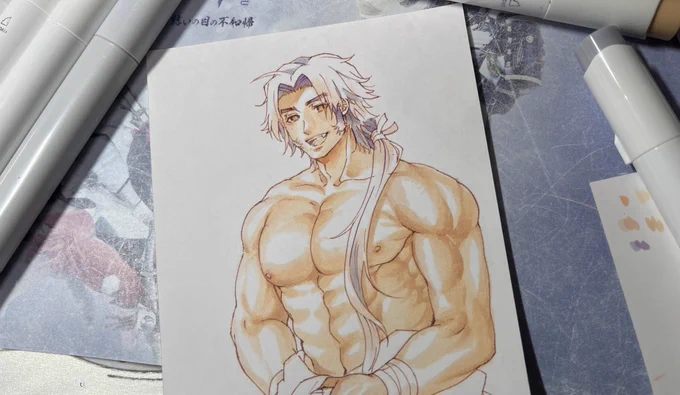 良い雄っぱいの日に間に合わなさそうなので途中だけどあげとく
アルコールマーカーで蜻蛉切さん🖋 