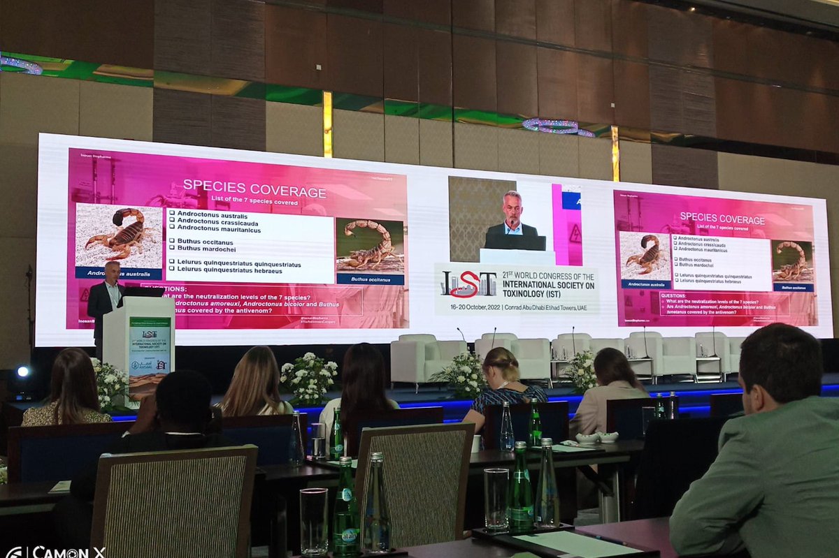 InosanBiopharma's tweet photo. #TB Inosan Biopharma at the IST in Abu Dhabi with many interactions with researchers and clinicians from all over the world to fight animal envenoming. Great opportunity to present the neutralization profile of Inoserp™️ MENA and Inoscorpi™️ MENA, snakes and scorpions antivenoms. https://t.co/pONvASbWPr